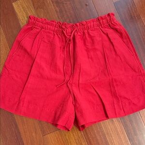 H&M High Waist Red Shorts With Pockets Size S. 4” Inseam